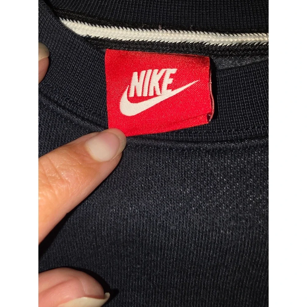 Nike Air Crewneck Sweatshirt Mens Medium Black Blue Graphic Pocket Pullover